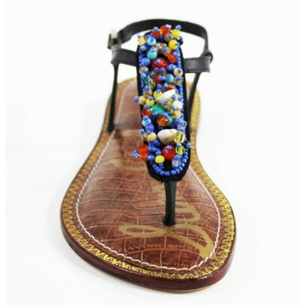 Sam Edelman Gabrielle sandals Beaded Embellished sea shells Strappy flats 10.5